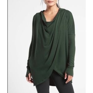 Athleta Purana Green Seaweed Snack Wrap Hooded Sweatshirt
